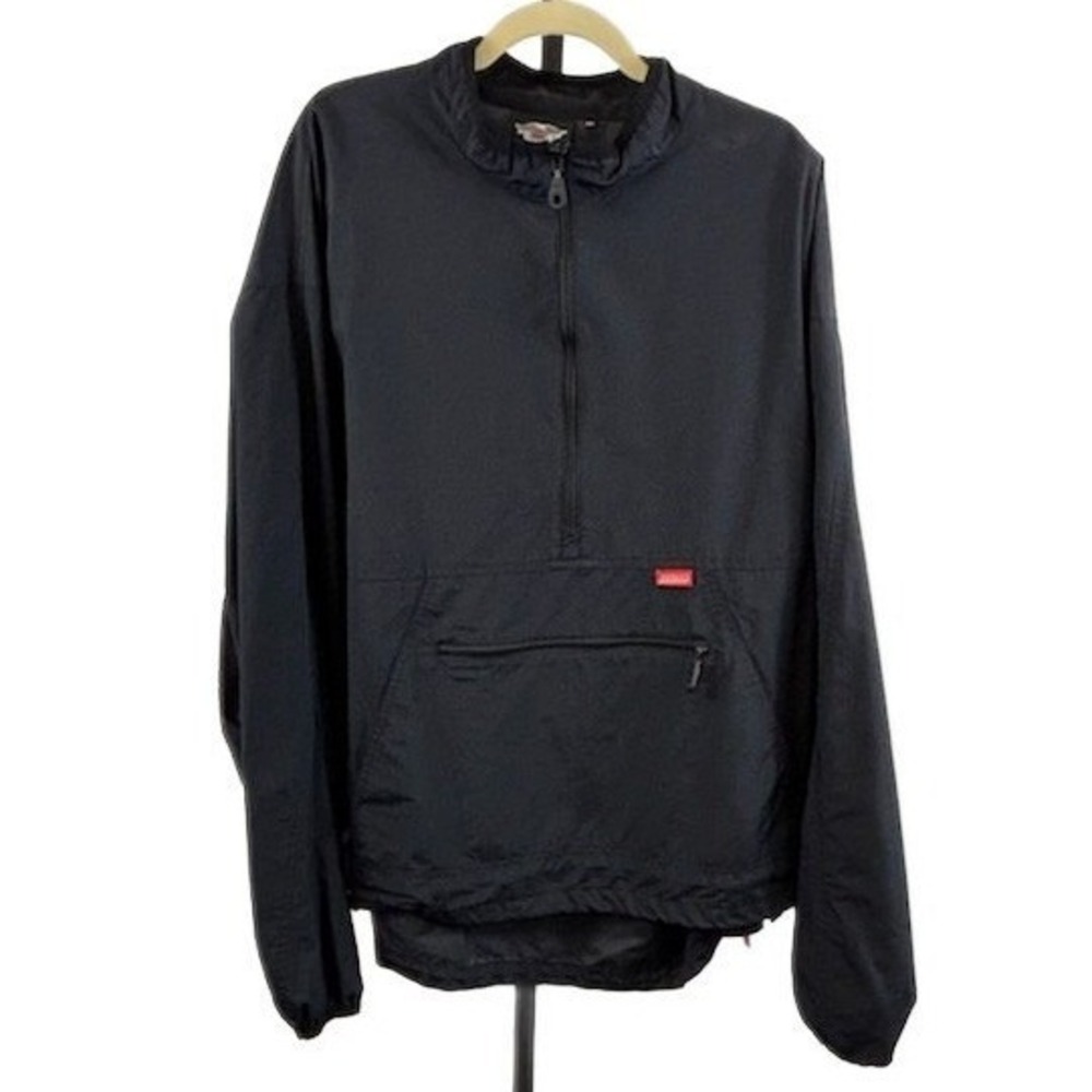 Harley‎ Davidson Men's Size 3XL Black Nylon Moto Windbreaker Anorak Jacket